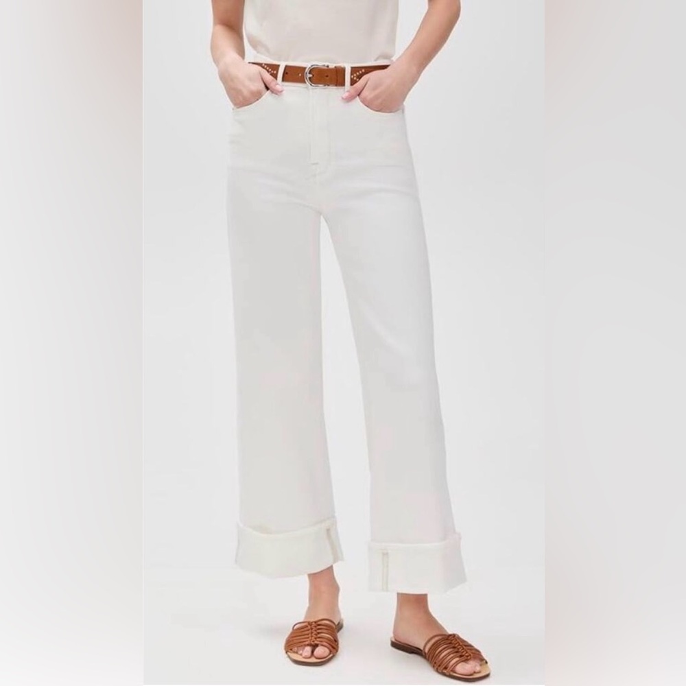 Good American White Denim Wide Leg Pants - Picture 3 of 11